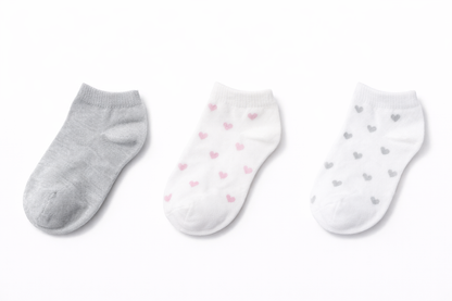Ankle Socks – Soft Heart Print & Solid Color Short Socks