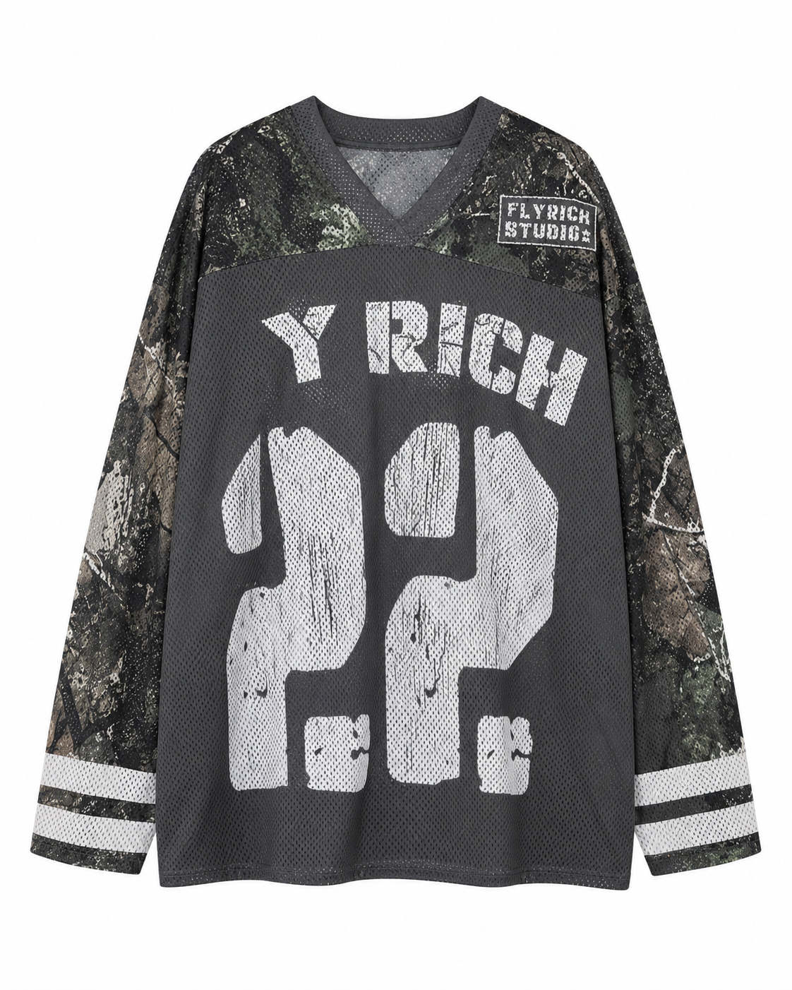 Women’s Grey Oversized Graphic Jersey Top, Long Sleeve Streetwear Pullover