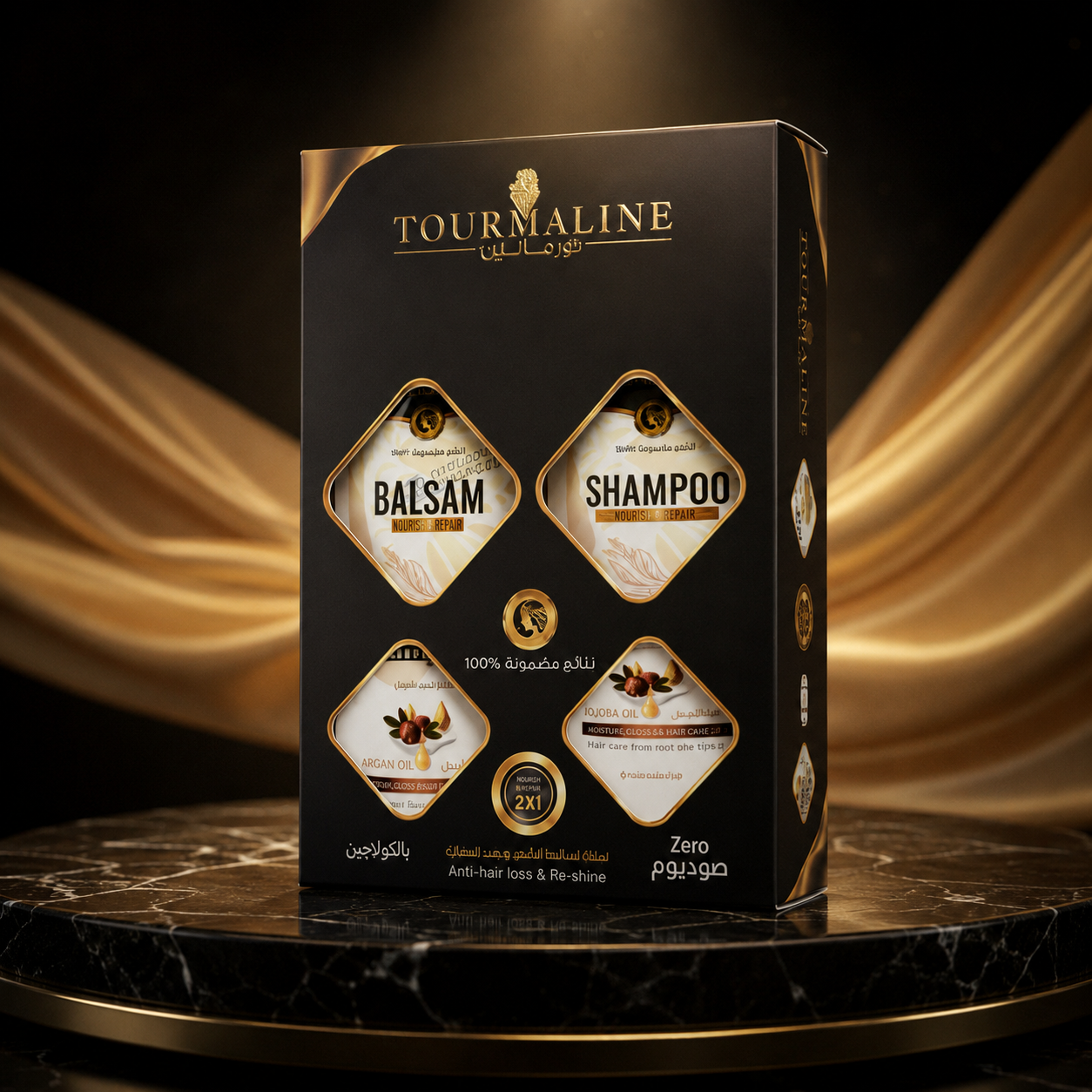 Tourmaline Hair Care Set Shampoo & Balsam – 2x1 Anti-Hair Loss & Re-Shine Set