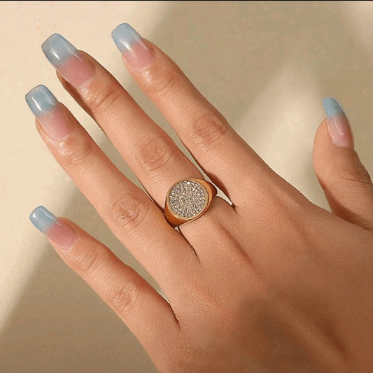 SHEIN Fast Delivery Women’s Gold Round Rhinestone Ring