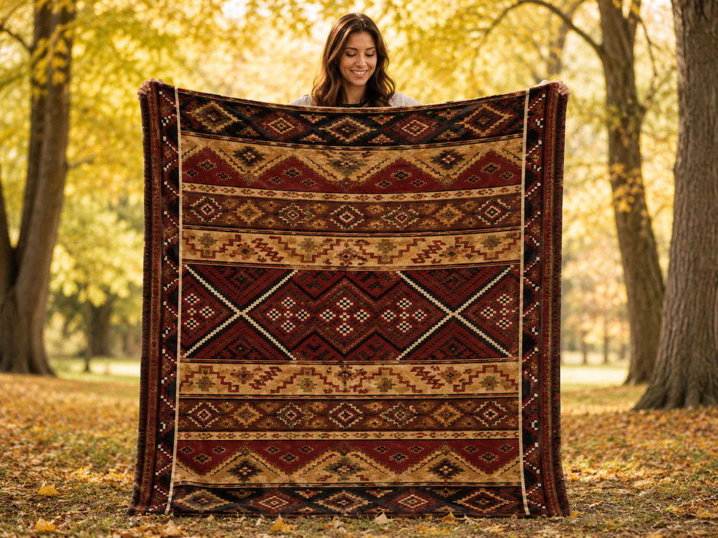 Brown Bohemian Pattern Throw Blanket
