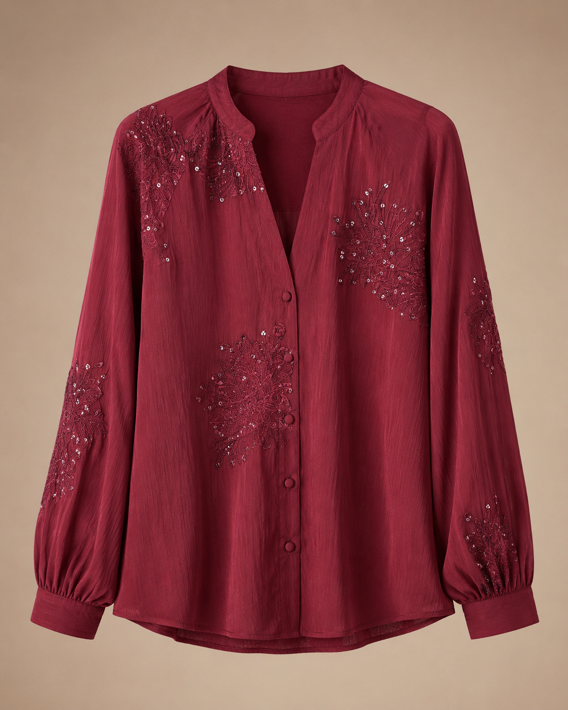 Women’s Burgundy Embroidered Blouse – SHEIN Fast Delivery in 5 Days