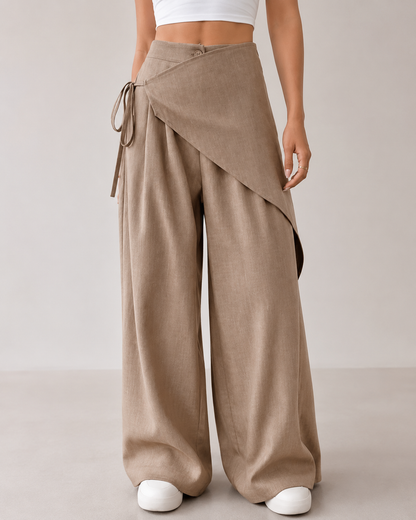 Mocha Brown Wrap Front Wide Leg Pants – SHEIN Fast Delivery in 5 Days