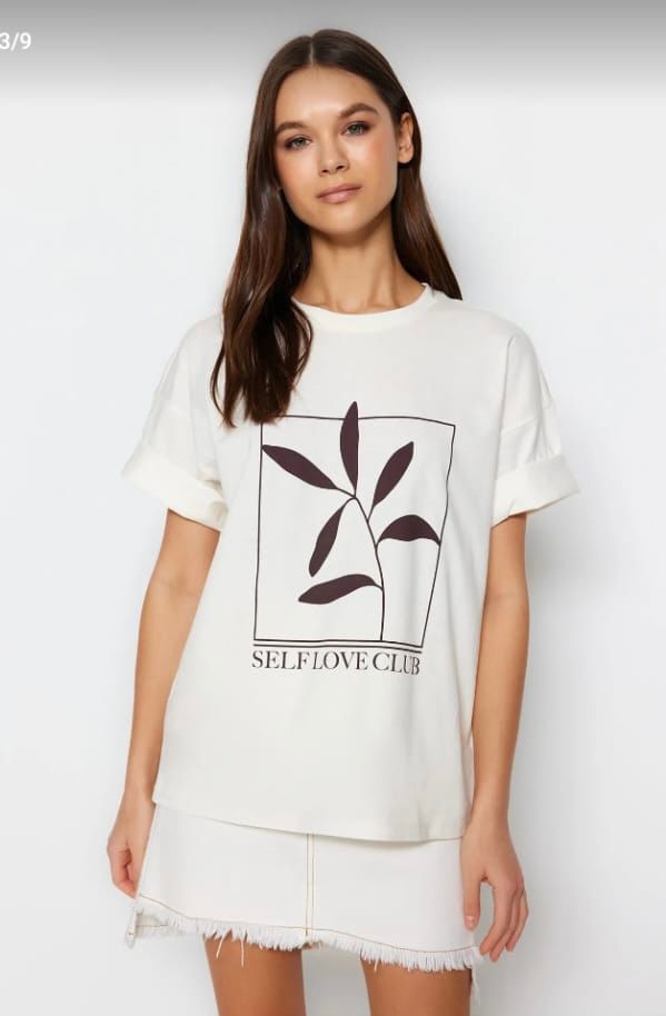 Women’s White Self Love Club Graphic Cotton T-Shirt, Casual Short Sleeve Top