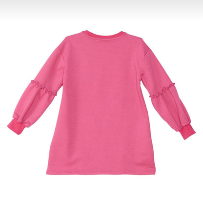 Girls Pink Cartoon Animal Print Dress – Long Sleeve Casual Kids Dress – Cute Everyday Outfit