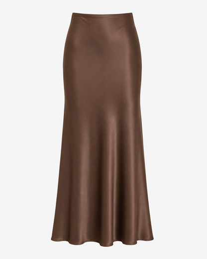 SHEIN Women’s Satin Maxi Skirt – Brown and Emerald Green