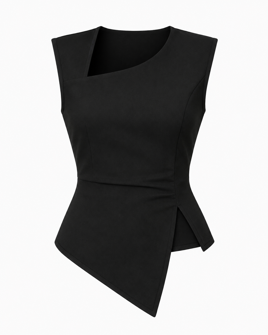 Black Asymmetric Sleeveless Top – Fast Delivery in 5 Days