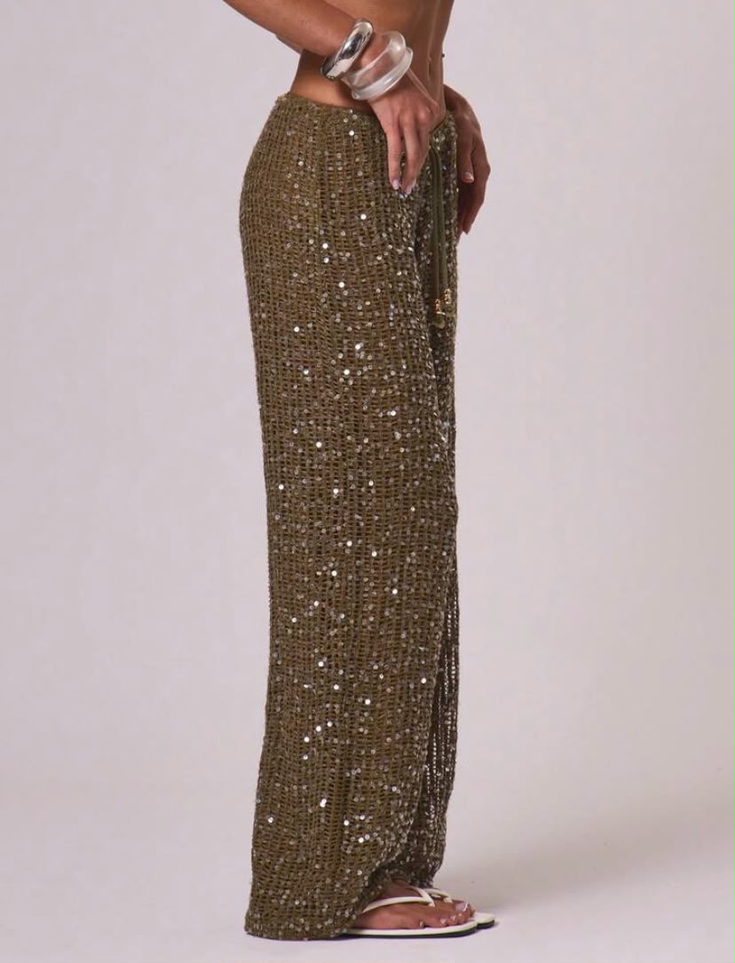Sequin Wide-Leg Pants – Shiny Party Pants