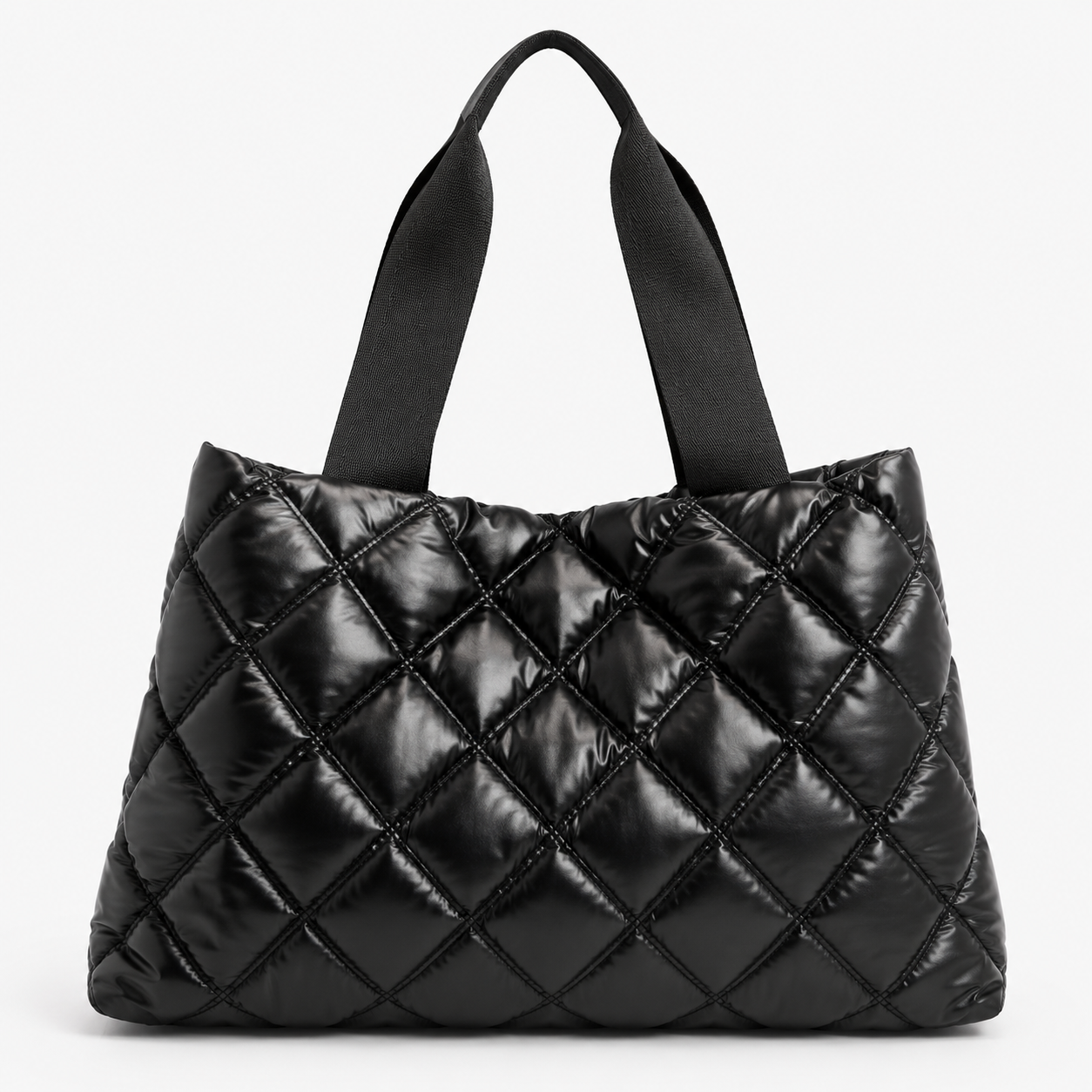 Women’s Black Quilted Puffer Tote Bag
