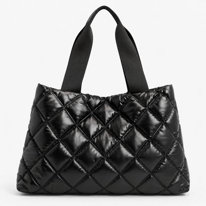Women’s Black Quilted Puffer Tote Bag