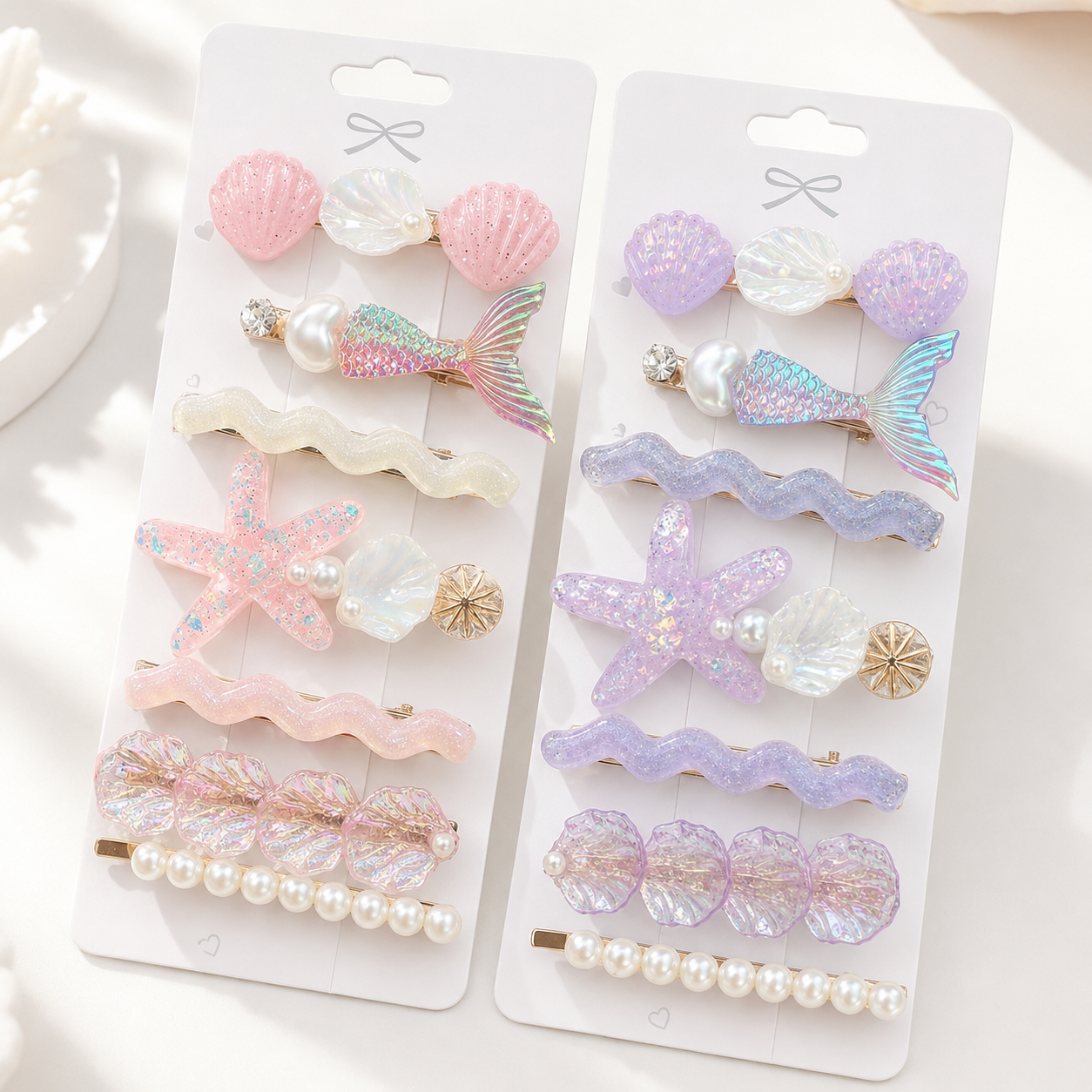 Mermaid Shell Hair Clips Set – 7pcs Pastel Ocean Clips, SHEIN Fast Delivery in 5 Days