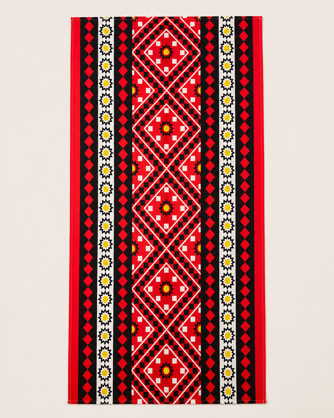 Bohemian Red Black Geometric Table Cover 90 x 140 cm