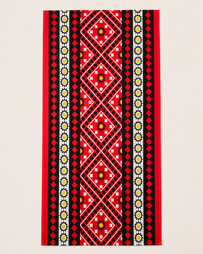Bohemian Red Black Geometric Table Cover 90 x 140 cm