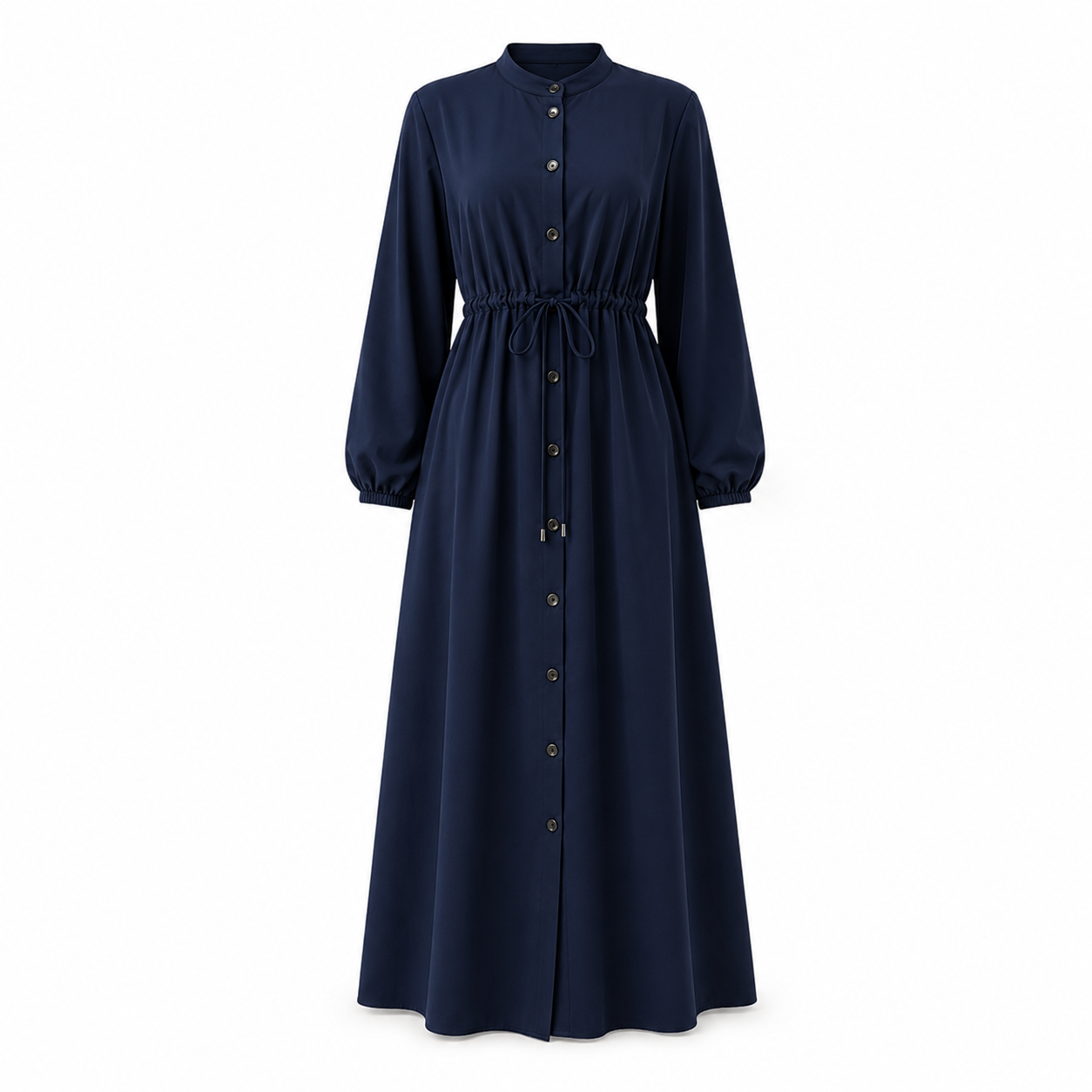 Navy Button Front Maxi Dress – L Size, SHEIN Fast Delivery in 5 Days
