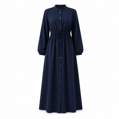 Navy Button Front Maxi Dress – L Size, SHEIN Fast Delivery in 5 Days