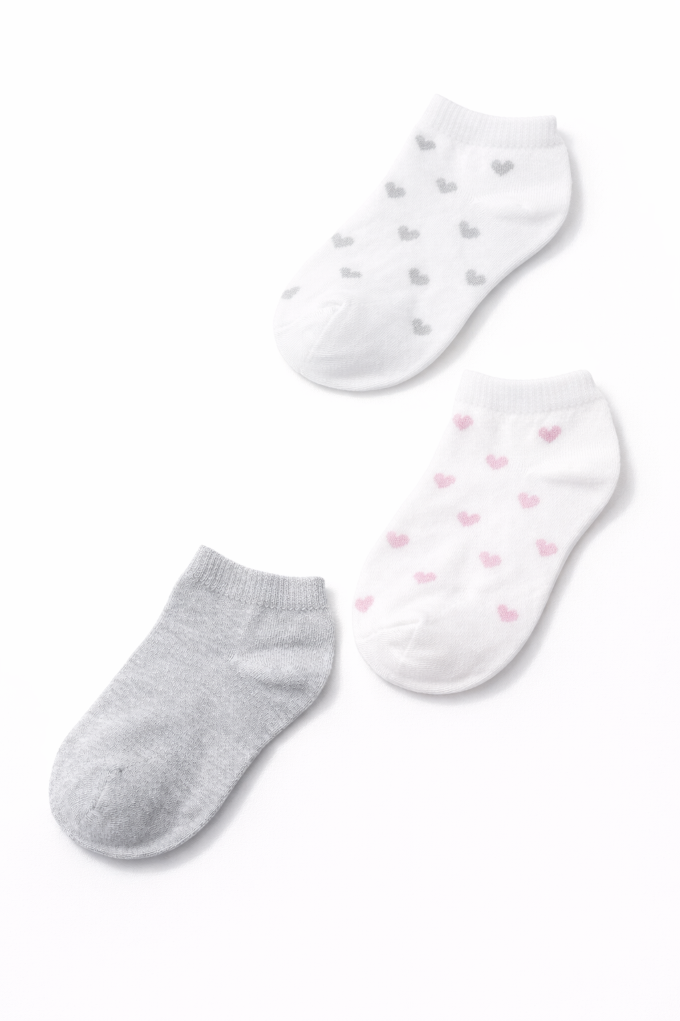 Ankle Socks – Soft Heart Print & Solid Color Short Socks