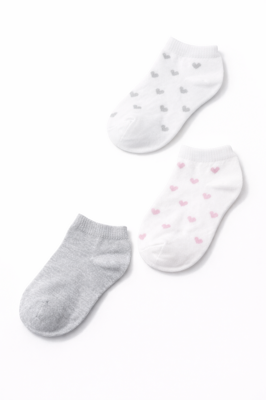 Ankle Socks – Soft Heart Print & Solid Color Short Socks