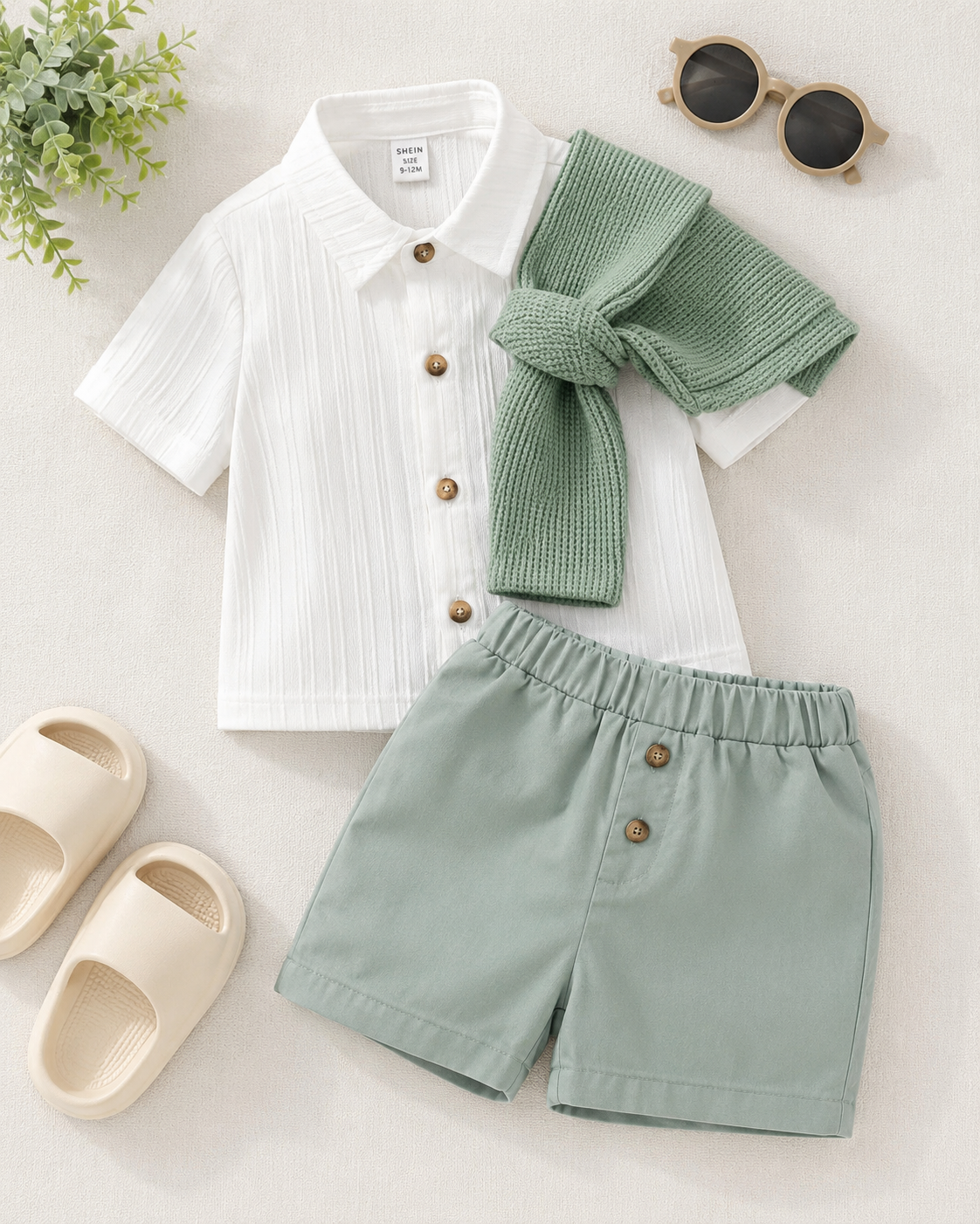 Boys White Shirt and Green Shorts Set – SHEIN Fast Delivery in 5 Days