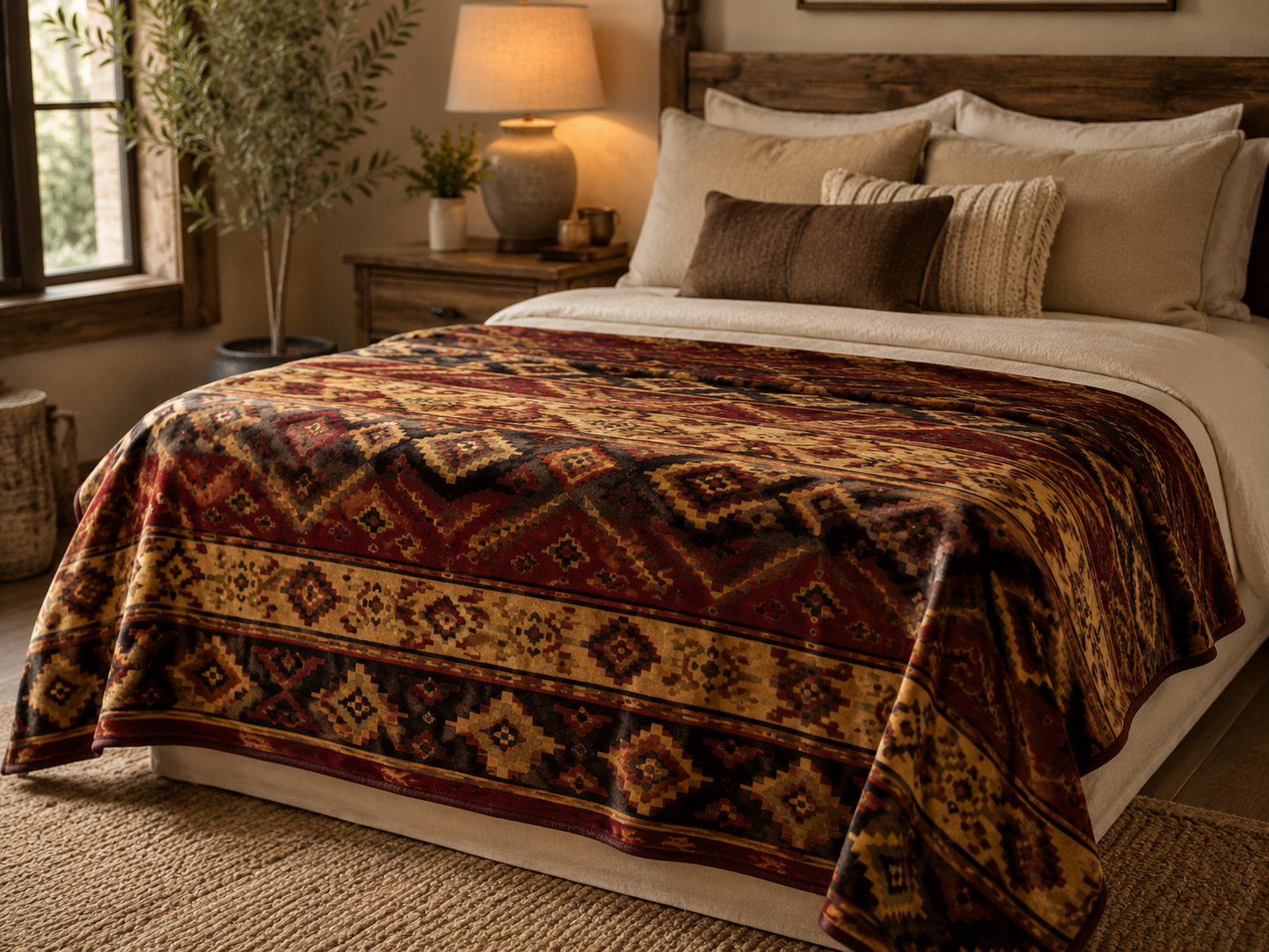 Brown Bohemian Pattern Throw Blanket