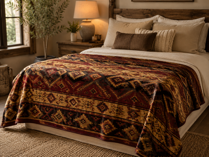Brown Bohemian Pattern Throw Blanket