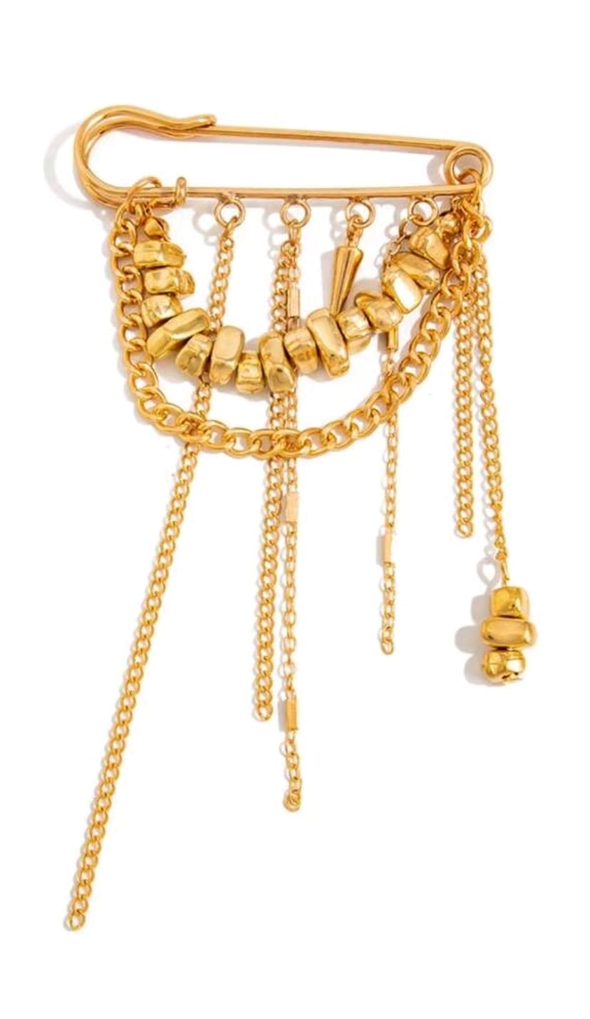 SHEIN Gold Safety Pin Chain Brooch