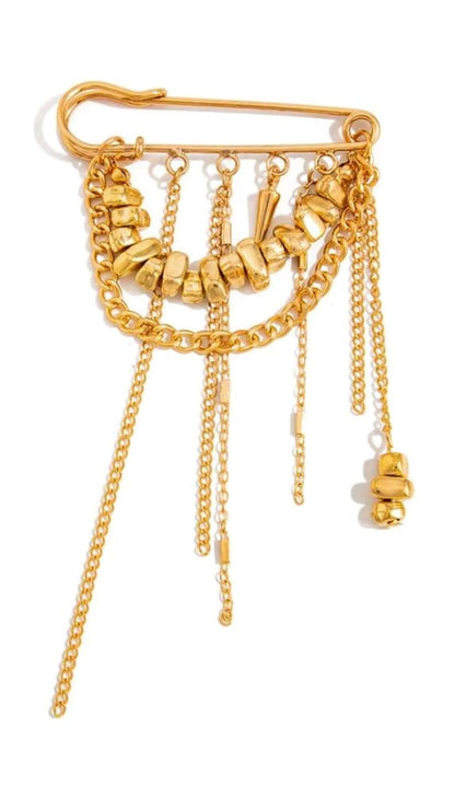 SHEIN Gold Safety Pin Chain Brooch