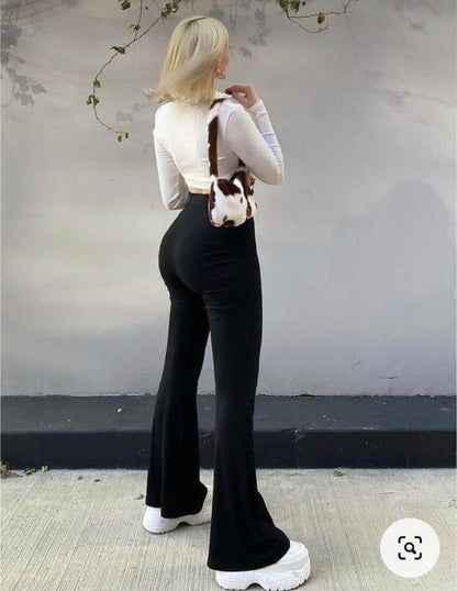Women’s High Waist Flared Leggings – Stretchy Bell Bottom Casual Pants