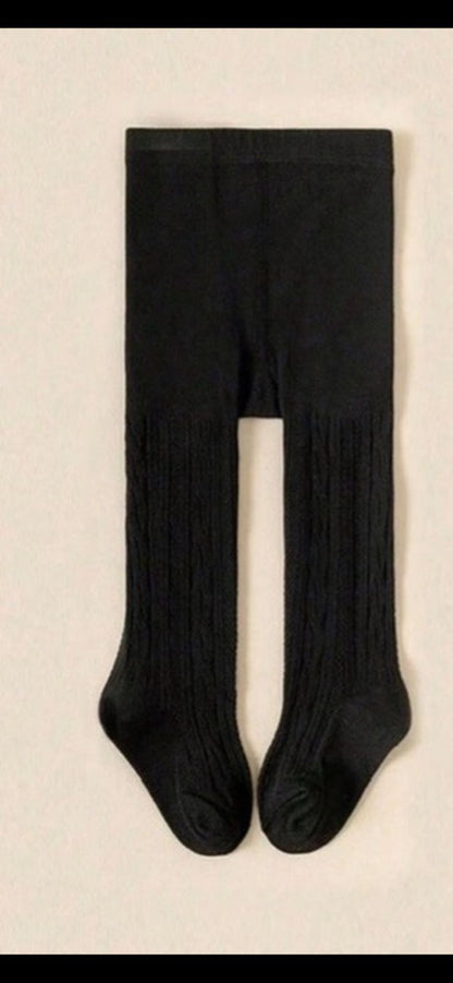 Girls’ Black Ribbed Tights – Soft Stretch Full Length Pantyhose for Everyday Wear