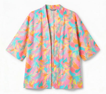 Girls Pastel Floral Beach Cover-Up Kimono – Lightweight Summer Cardigan, Fast Delivery in 5 Days