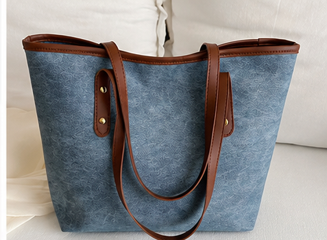 Women’s Blue Denim-Style Shoulder Tote Bag