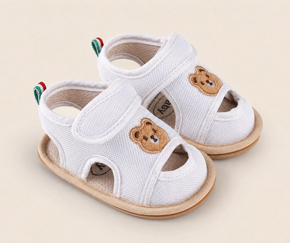 SHEIN Baby White Bear Patch Sandals – Soft Sole Open Toe Summer Shoes, SHEIN Fast Delivery in 5 Days