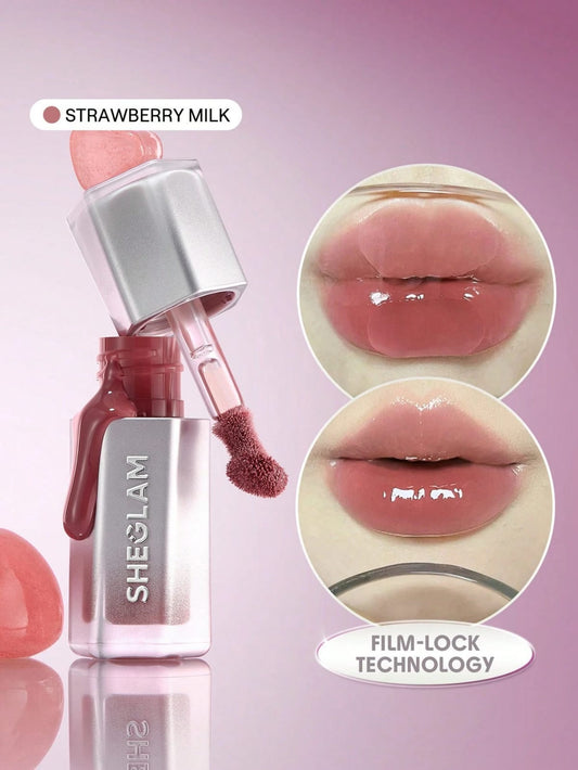 SHEGLAM Film-Lock Lip Gloss Set – Glossy Lip Color – Strawberry Milk, High Key, Brunch Babe & Make It Pop