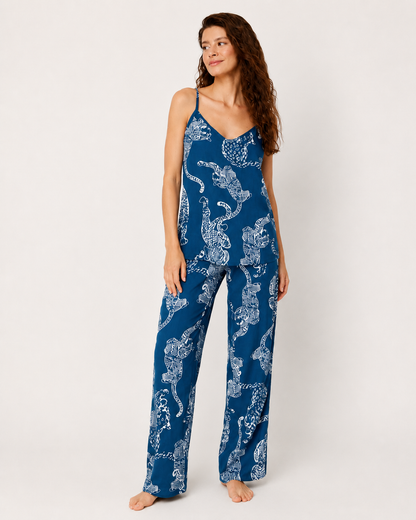 Women’s Blue Leopard Print Satin Pajama Set - SHEIN Fast Delivery in 5 Days