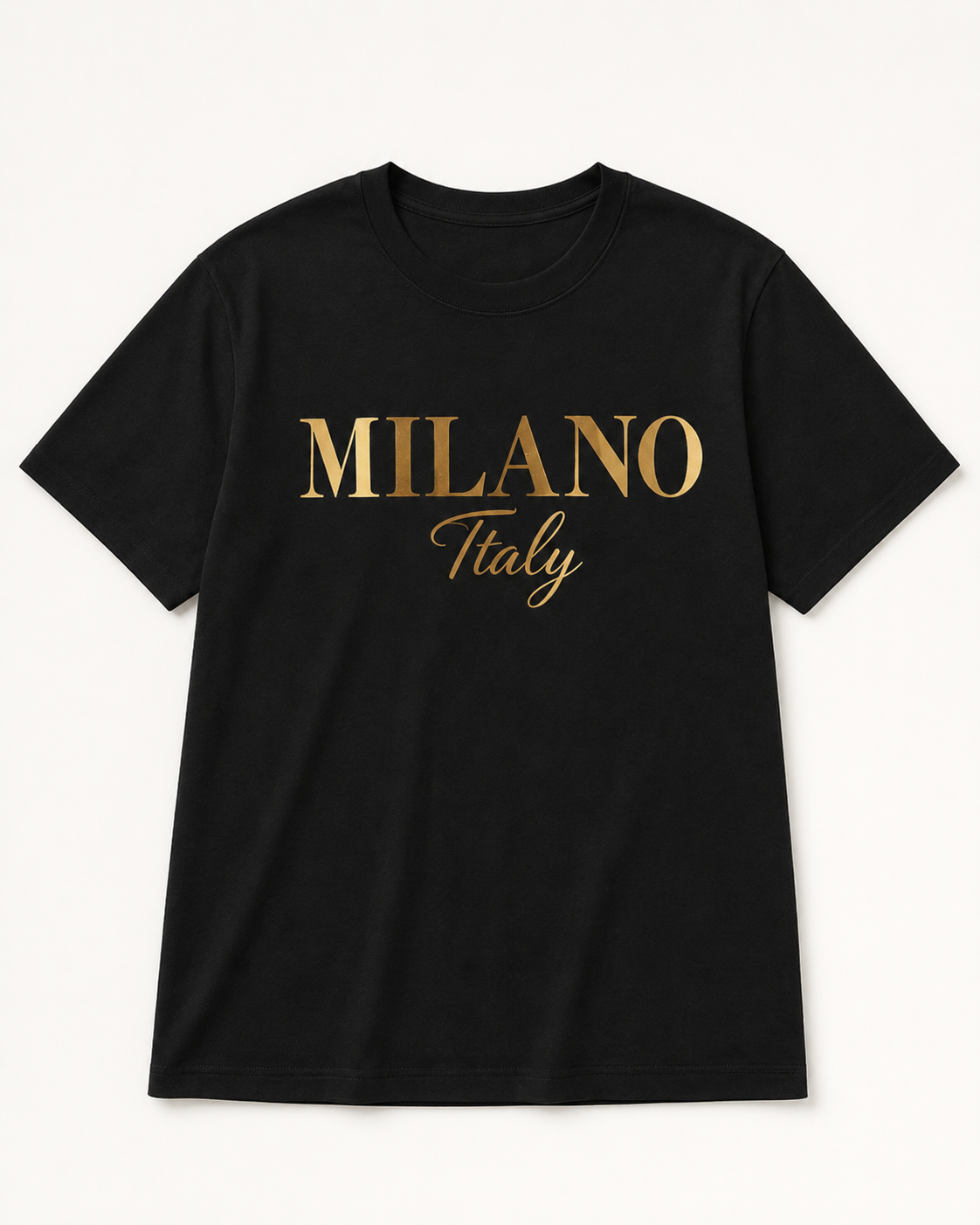 SHEIN Unisex Black Milano Italy Graphic T-Shirt
