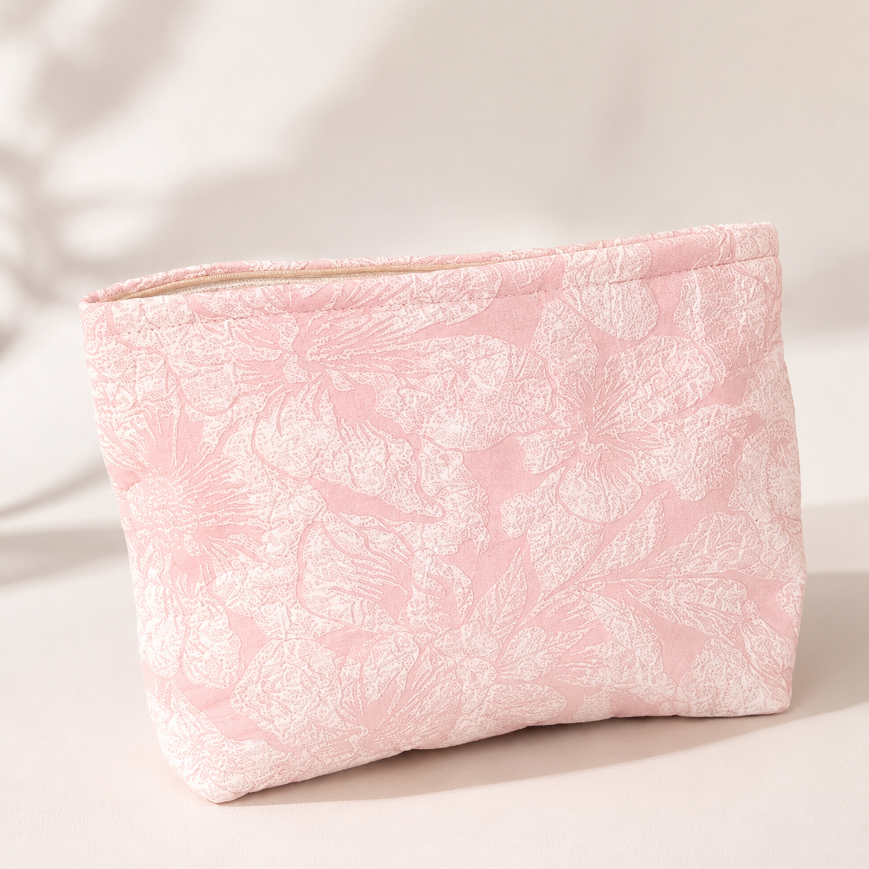Pink Quilted Floral Clutch Pouch