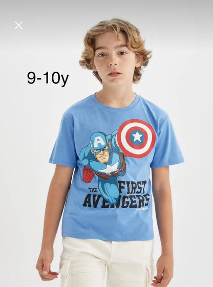 Defacto Boys Blue Captain America Graphic T-Shirt 9-10Y
