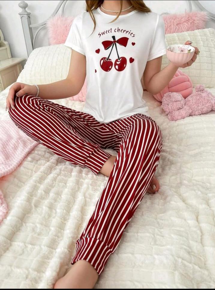SHEIN Fast Delivery Cherry Print Pajama Set