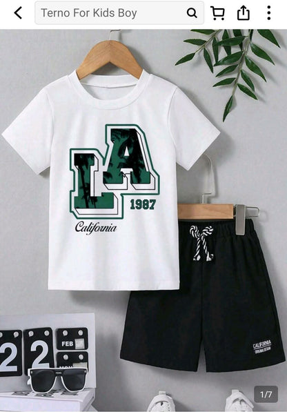 Boys White Graphic T-Shirt – LA 1987 California Print
