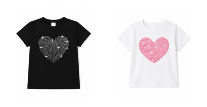 SHEIN Girls Heart Graphic Short Sleeve T-Shirt Set