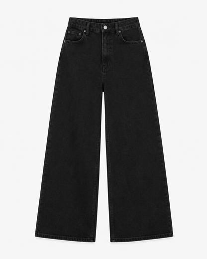 SHEIN Women’s Black High Waist Wide Leg Jeans – Plus Size Denim Pants, SHEIN Fast Delivery in 5 Days