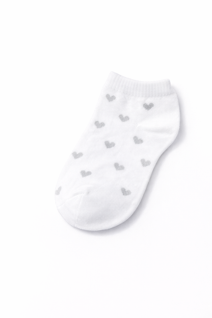 Ankle Socks – Soft Heart Print & Solid Color Short Socks