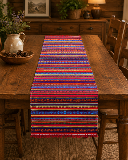 Bohemian Multicolor Striped Table Runner 150 x 45 cm