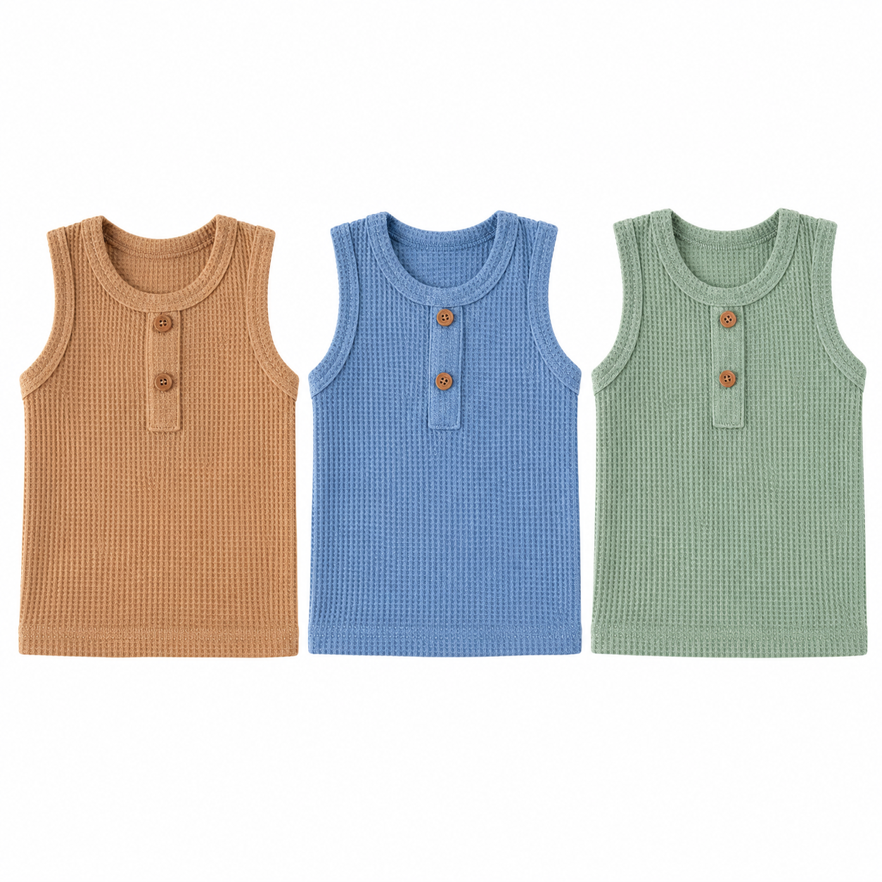 SHEIN Boys 3-Piece Waffle Knit Sleeveless Tops Set