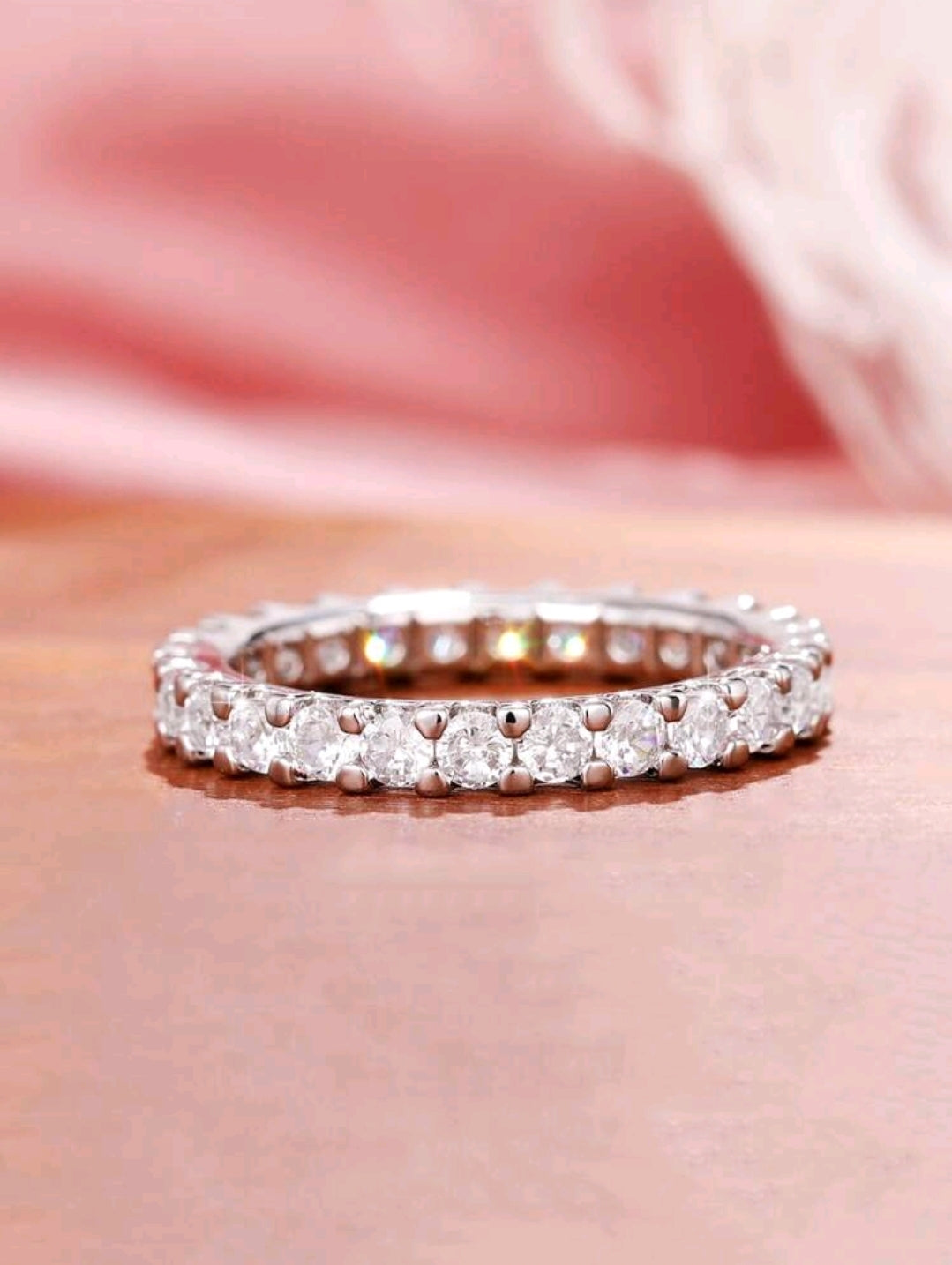 SHEIN Fast Delivery Women’s Silver Rhinestone Eternity Ring