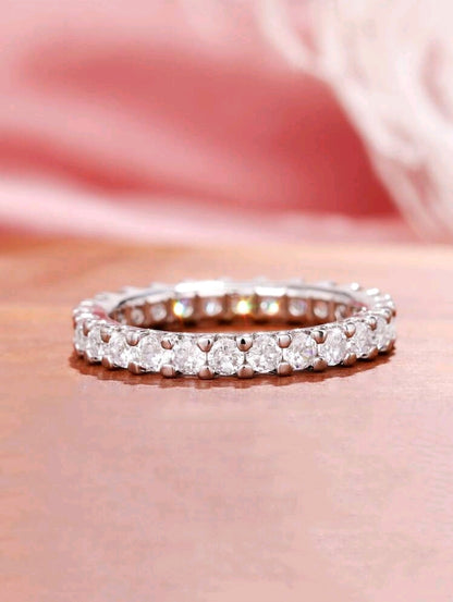 SHEIN Fast Delivery Women’s Silver Rhinestone Eternity Ring