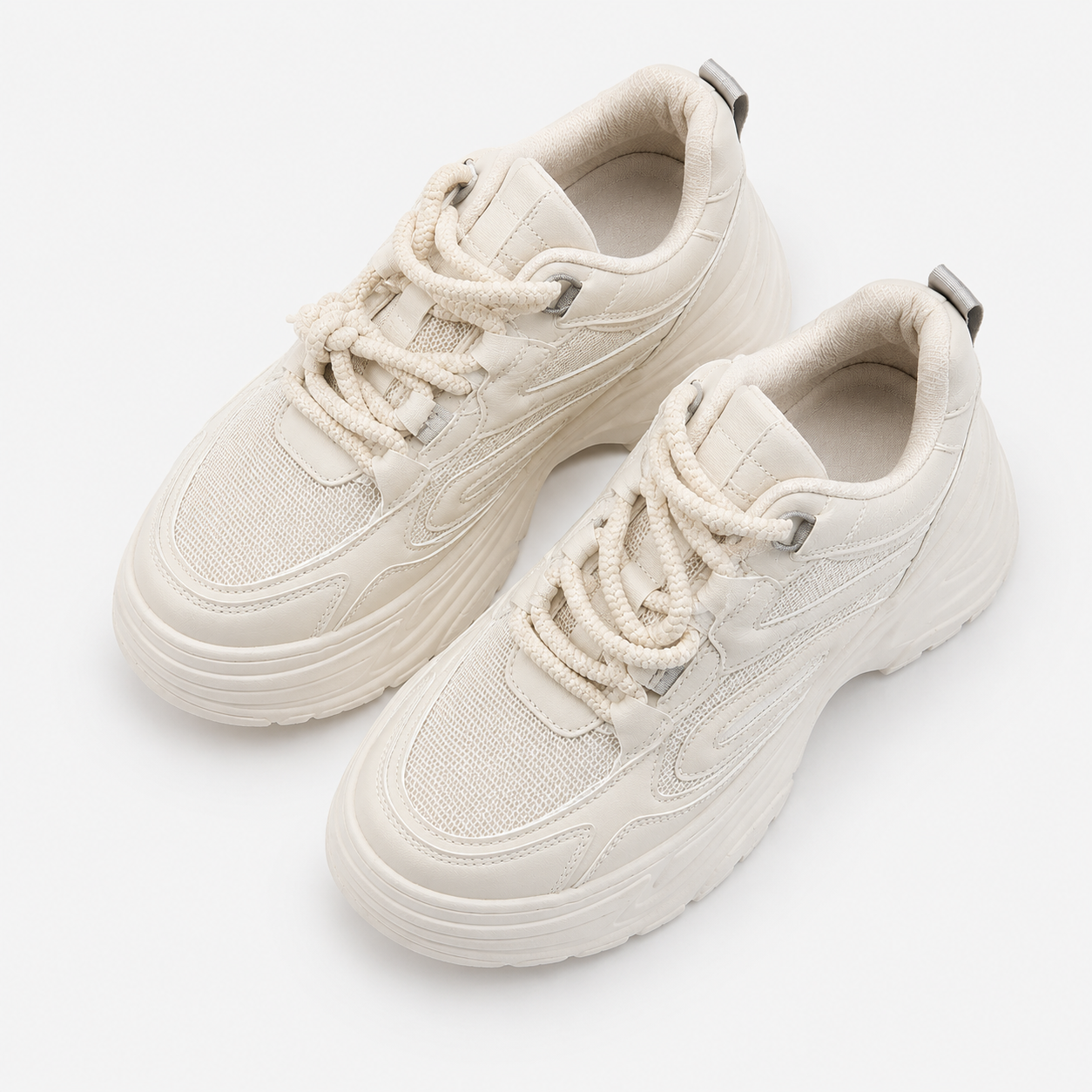 SHEIN Women’s White Chunky Sneakers – Lace Up Casual Sports Shoes, SHEIN Fast Delivery in 5 Days