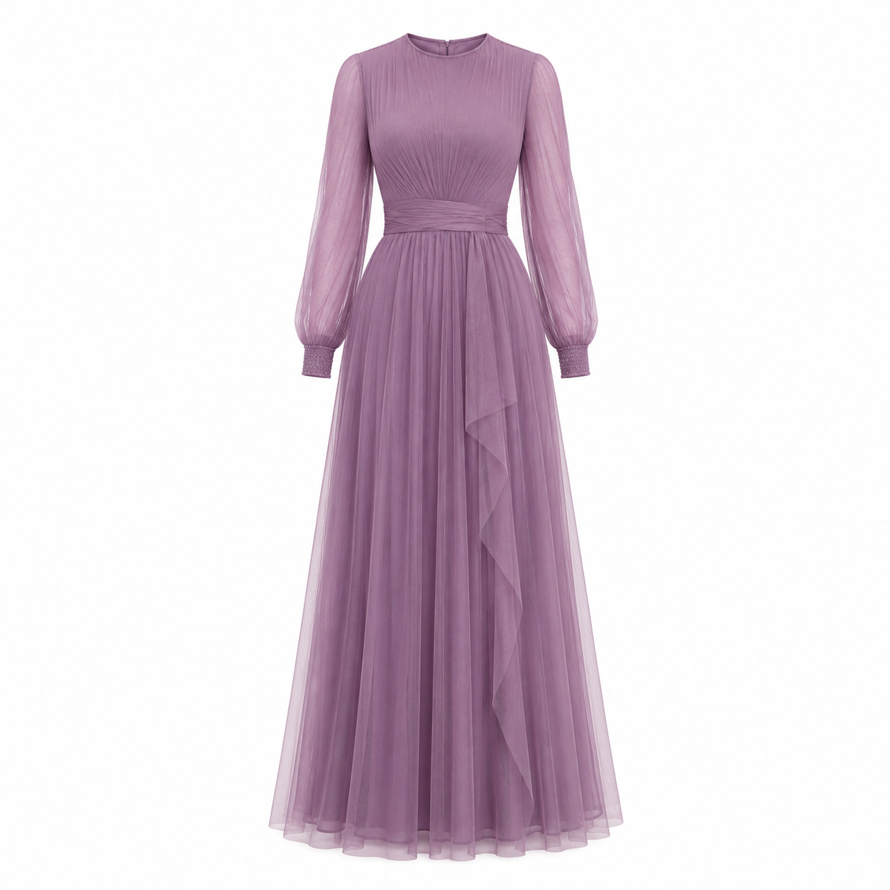 SHEIN Modest Lavender Pleated Maxi Dress – Long Sleeve Elegant Evening Dress, SHEIN Fast Delivery in 5 Days