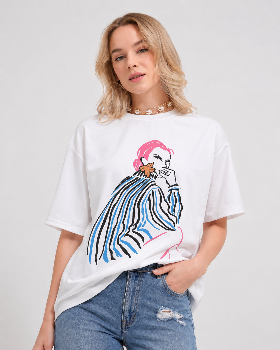 Women’s White Oversized Graphic T-Shirt - SHEIN Fast Delivery in 5 Days