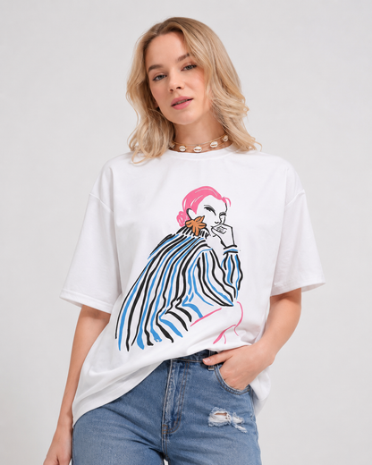 Women’s White Oversized Graphic T-Shirt - SHEIN Fast Delivery in 5 Days