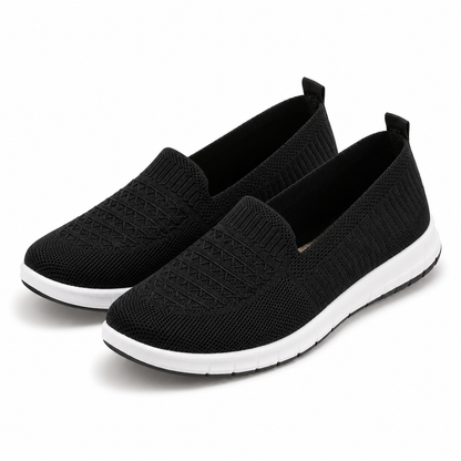 Women’s Black Knit Slip-On Walking Shoes